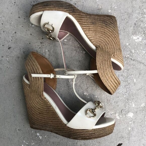 Gucci patent leather wedge platforms - Picture 1 of 11